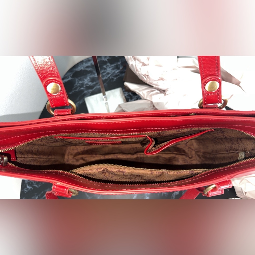 PATRICIA NASH Discovery Leather Bonzano Tote Ruby Red Large Bag AUTHENTIC NWT - Picture 11 of 14